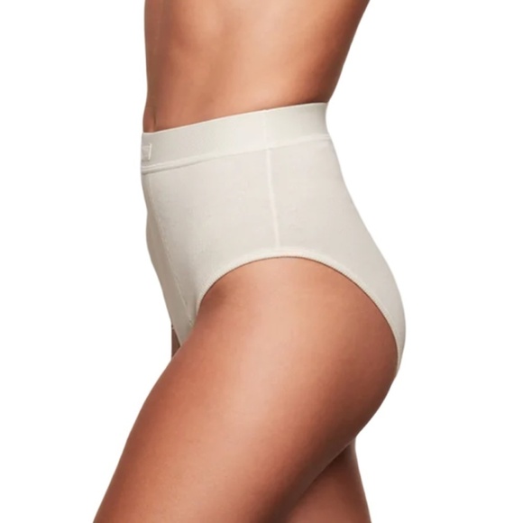 SKIMS Cotton Rib High Waisted Boyfriend Panty Brief Underwear Bone NWT NIP - Picture 3 of 9